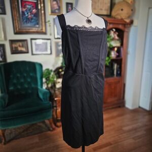 Torrid Black Lace Trim Slip Dress Plus Size Satin Gothic Minimal Chic